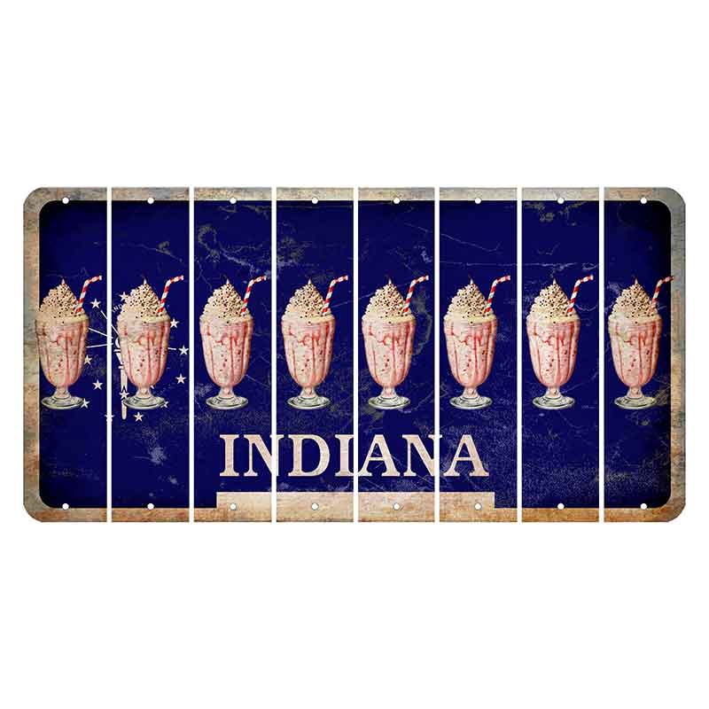 Indiana Blue Cut License Plate Strips (Set of 8) Milkshake