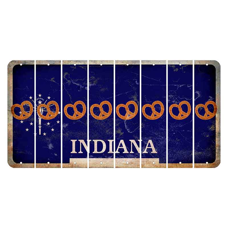 Indiana Blue Cut License Plate Strips (Set of 8) Pretzel