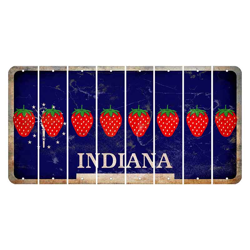 Indiana Blue Cut License Plate Strips (Set of 8) Strawberry