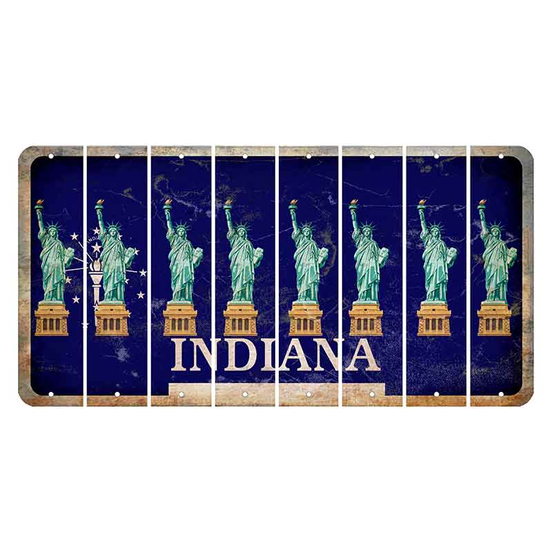 Indiana Blue Cut License Plate Strips (Set of 8) Statue of Liberty