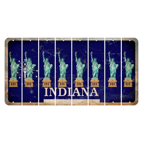 Indiana Blue Cut License Plate Strips (Set of 8) Statue of Liberty