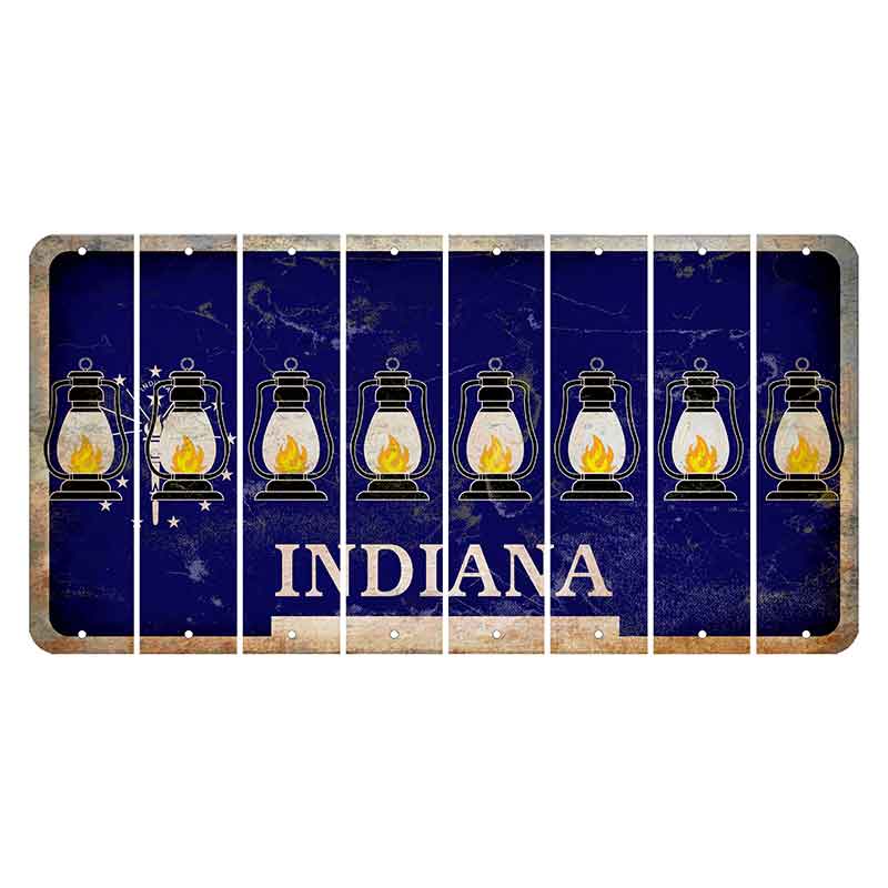 Indiana Blue Cut License Plate Strips (Set of 8) Lantern