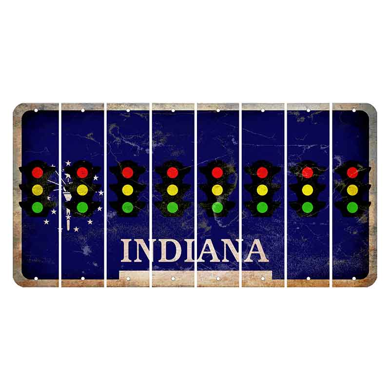 Indiana Blue Cut License Plate Strips (Set of 8) Traffic Light