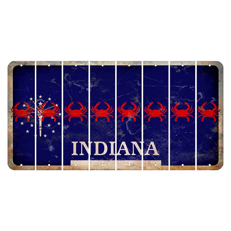Indiana Blue Cut License Plate Strips (Set of 8) Crab