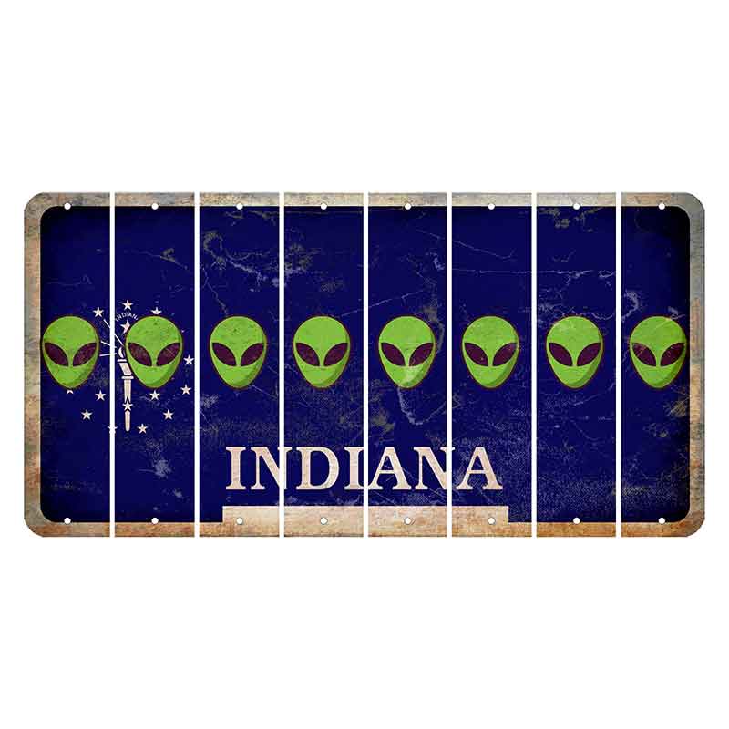 Indiana Blue Cut License Plate Strips (Set of 8) Alien
