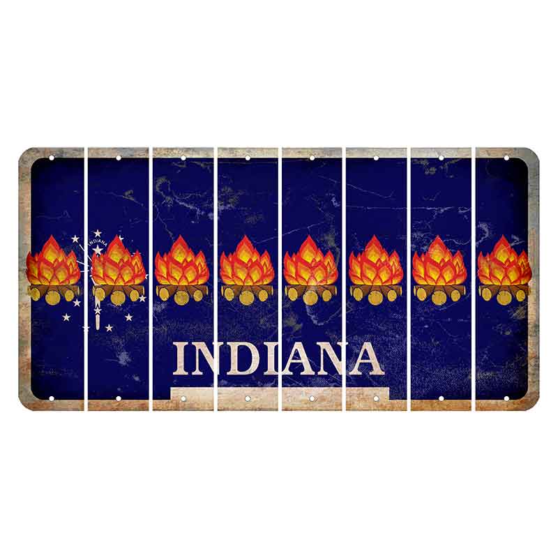 Indiana Blue Cut License Plate Strips (Set of 8) Campfire