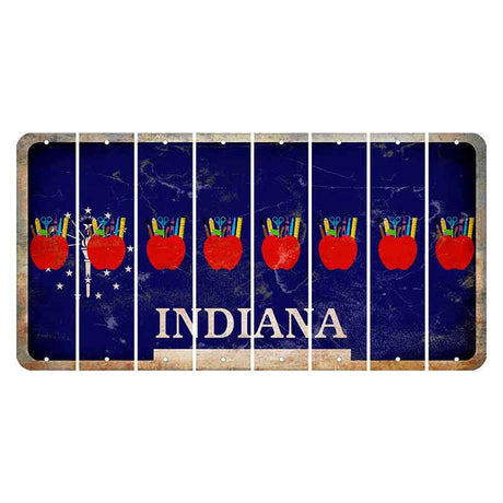 Indiana Blue Cut License Plate Strips (Set of 8) Teacher Apple