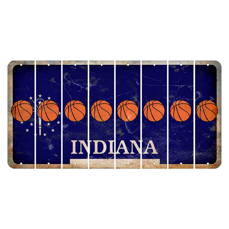 Indiana Blue Cut License Plate Strips (Set of 8) Basketball