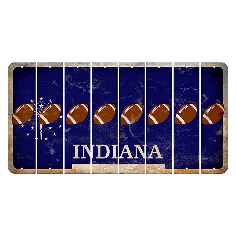 Indiana Blue Cut License Plate Strips (Set of 8) Football