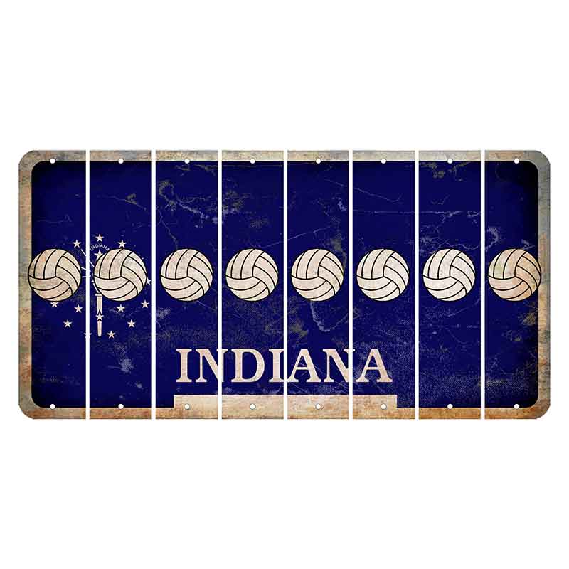 Indiana Blue Cut License Plate Strips (Set of 8) Volleyball