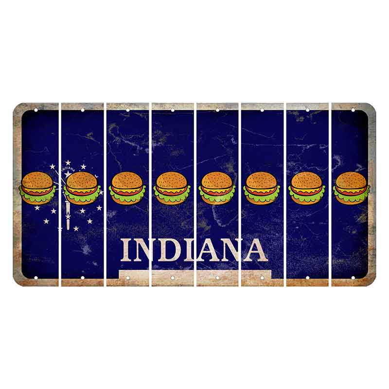 Indiana Blue Cut License Plate Strips (Set of 8) Hamburger