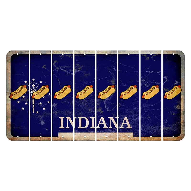 Indiana Blue Cut License Plate Strips (Set of 8) Hotdog
