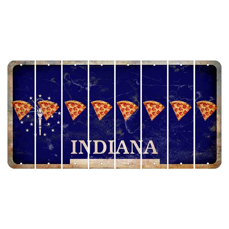 Indiana Blue Cut License Plate Strips (Set of 8) Pizza