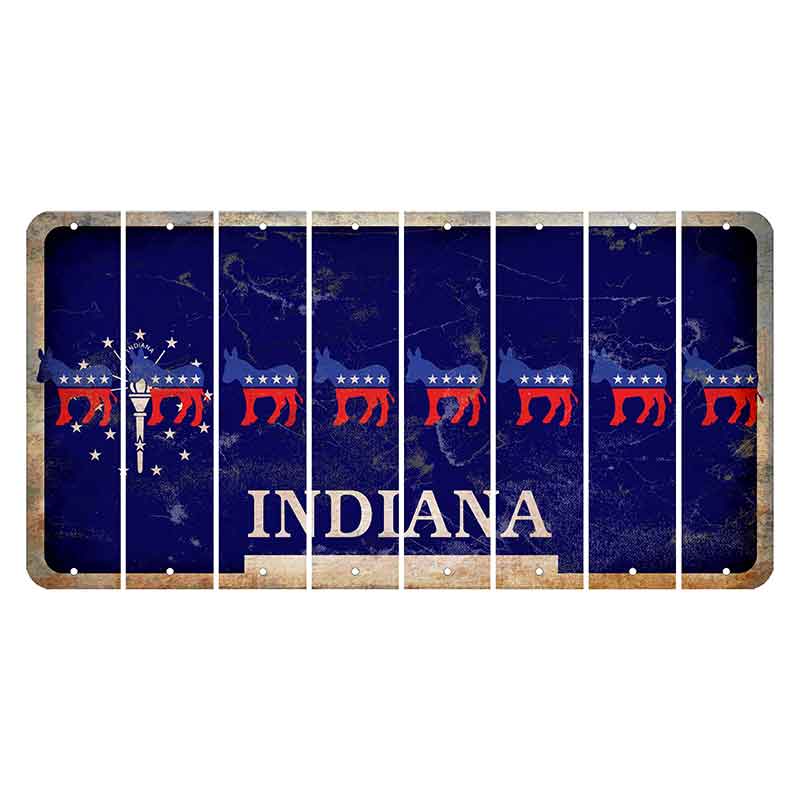 Indiana Blue Cut License Plate Strips (Set of 8) Democrat