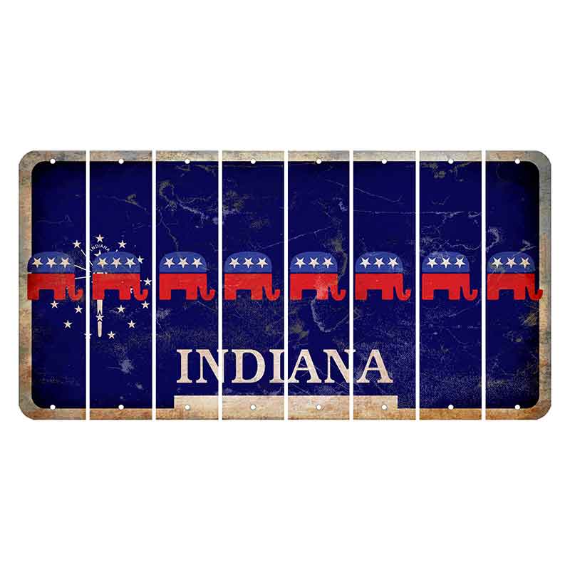 Indiana Blue Cut License Plate Strips (Set of 8) Republican