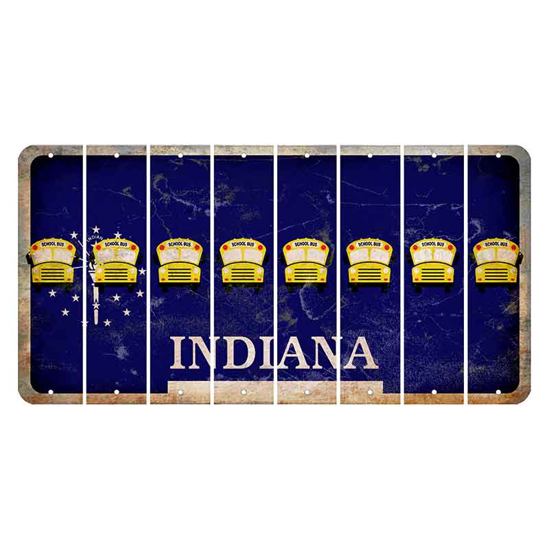 Indiana Blue Cut License Plate Strips (Set of 8) School Bus