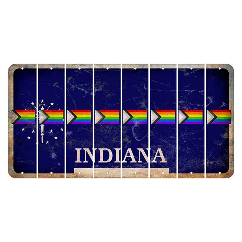 Indiana Blue Cut License Plate Strips (Set of 8) LGBTQ Flag