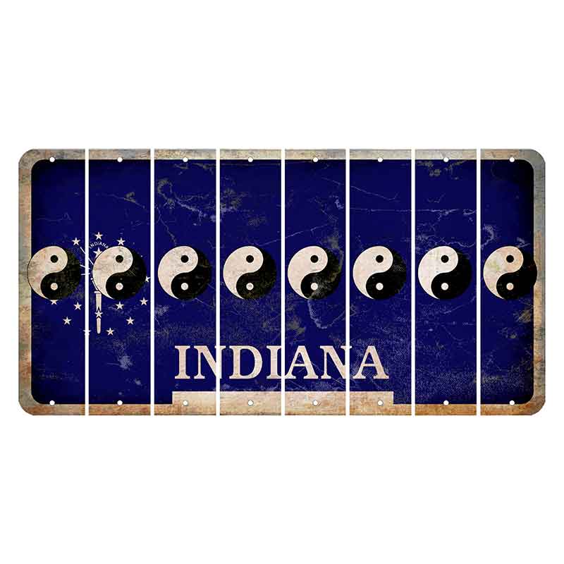 Indiana Blue Cut License Plate Strips (Set of 8) Yin Yang