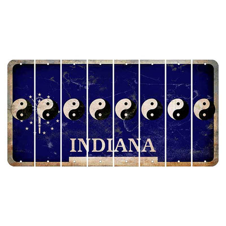Indiana Blue Cut License Plate Strips (Set of 8) Yin Yang