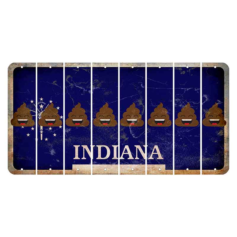 Indiana Blue Cut License Plate Strips (Set of 8) Emoji - Poop