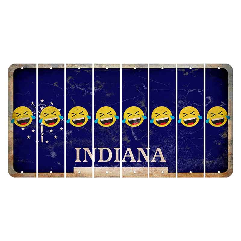 Indiana Blue Cut License Plate Strips (Set of 8) Emoji - Laughing