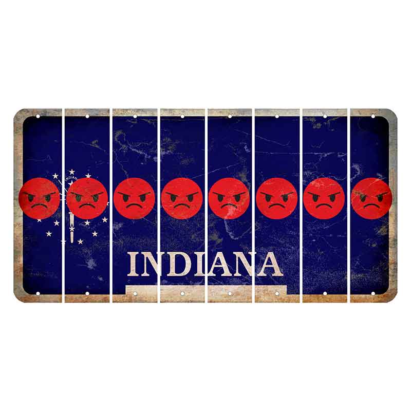 Indiana Blue Cut License Plate Strips (Set of 8) Emoji - Angry