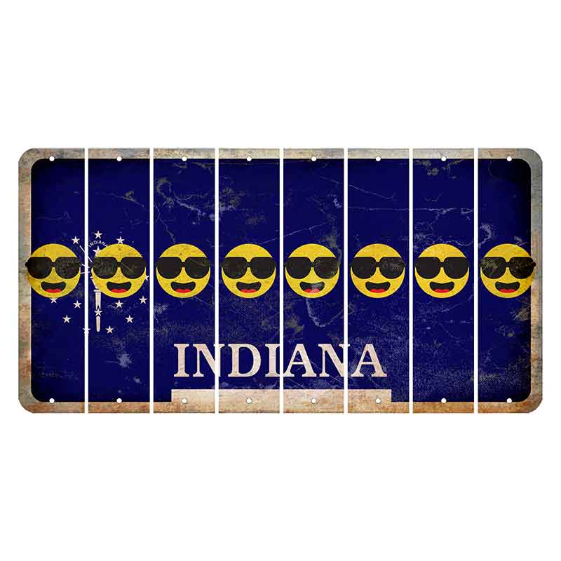Indiana Blue Cut License Plate Strips (Set of 8) Emoji - Shades
