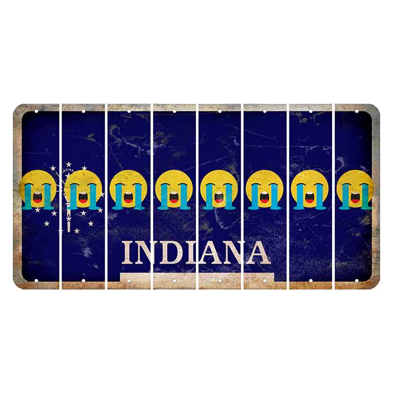 Indiana Blue Cut License Plate Strips (Set of 8) Emoji - Crying