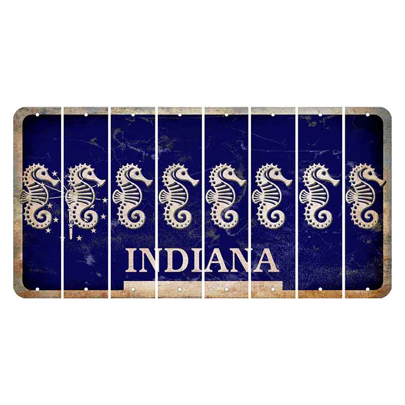 Indiana Blue Cut License Plate Strips (Set of 8) Seahorse