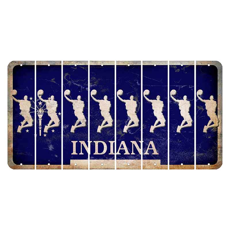 Indiana Blue Cut License Plate Strips (Set of 8) Basketball Player