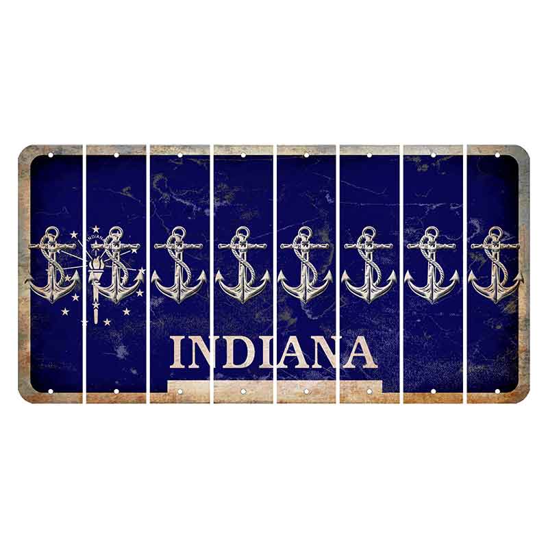 Indiana Blue Cut License Plate Strips (Set of 8) Boat Anchor
