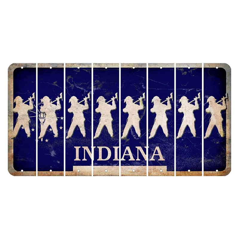 Indiana Blue Cut License Plate Strips (Set of 8) Fireman with Axe