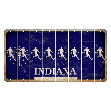 Indiana Blue Cut License Plate Strips (Set of 8) Soccer Player