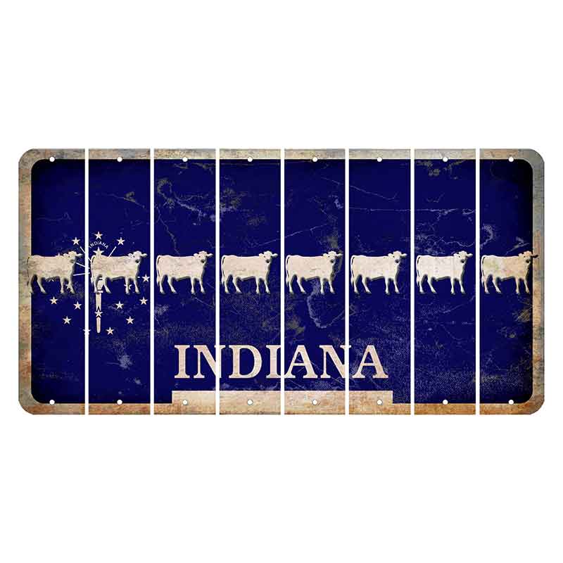 Indiana Blue Cut License Plate Strips (Set of 8) Dairy Cow