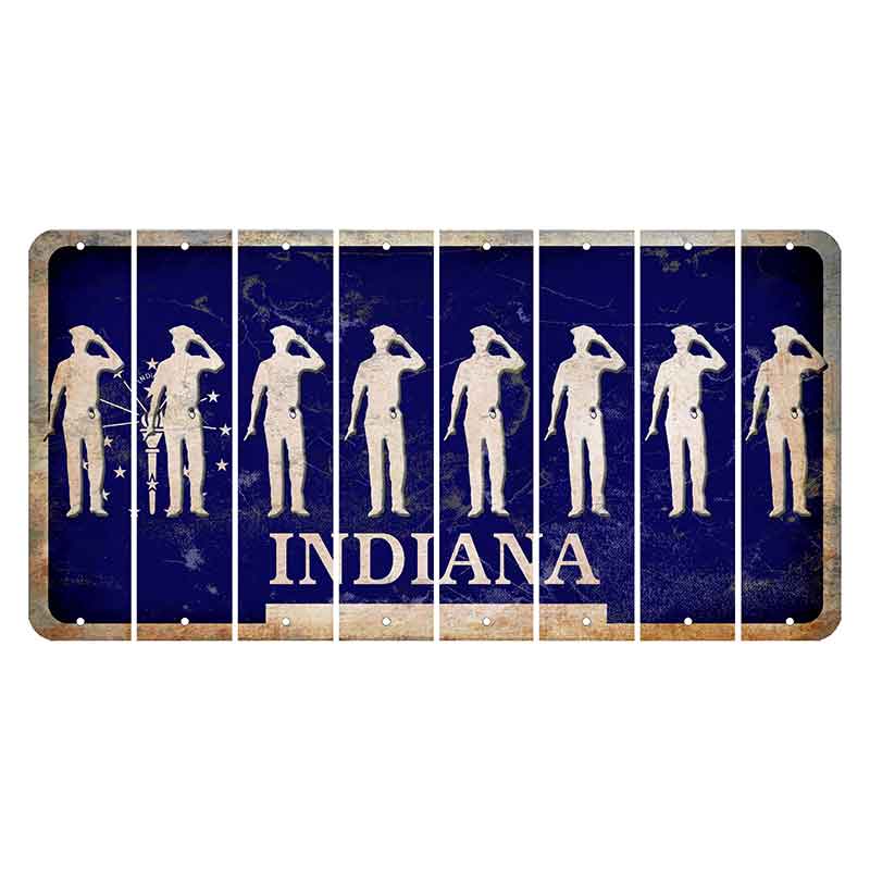 Indiana Blue Cut License Plate Strips (Set of 8) Police Officer