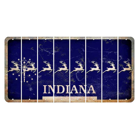 Indiana Blue Cut License Plate Strips (Set of 8) Reindeer