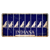 Indiana Blue Cut License Plate Strips (Set of 8) Howling Wolf