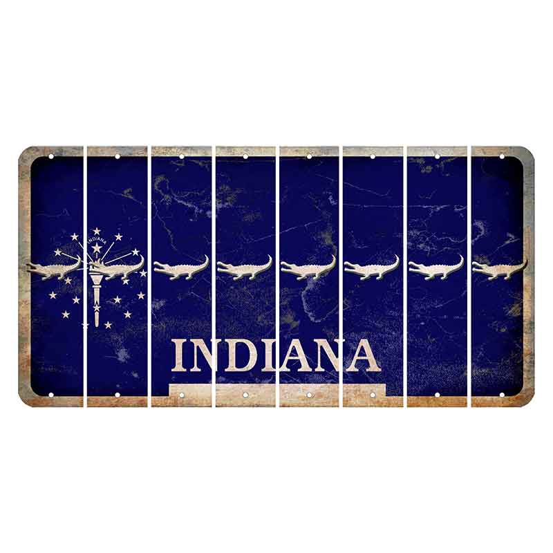 Indiana Blue Cut License Plate Strips (Set of 8) Alligator