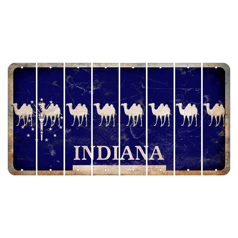 Indiana Blue Cut License Plate Strips (Set of 8) Camel