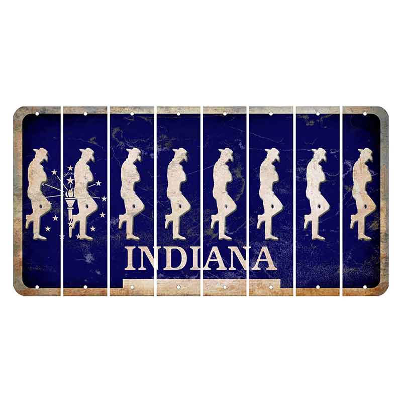 Indiana Blue Cut License Plate Strips (Set of 8) Cowboy - Leaning