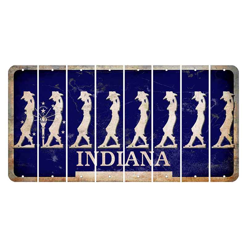 Indiana Blue Cut License Plate Strips (Set of 8) Cowgirl - Leaning