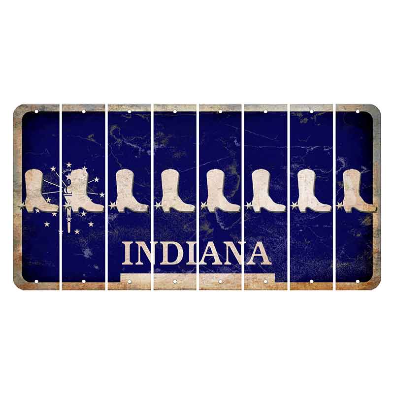Indiana Blue Cut License Plate Strips (Set of 8) Cowboy Boot