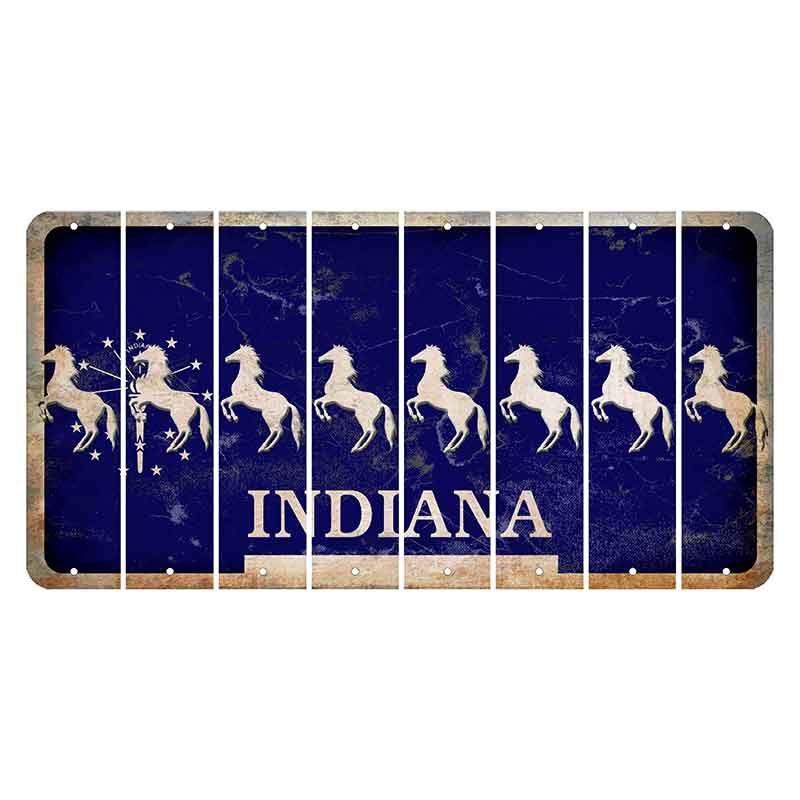 Indiana Blue Cut License Plate Strips (Set of 8) Horse