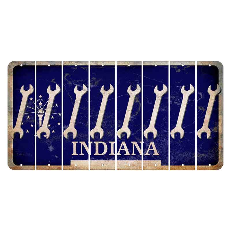 Indiana Blue Cut License Plate Strips (Set of 8) Wrench