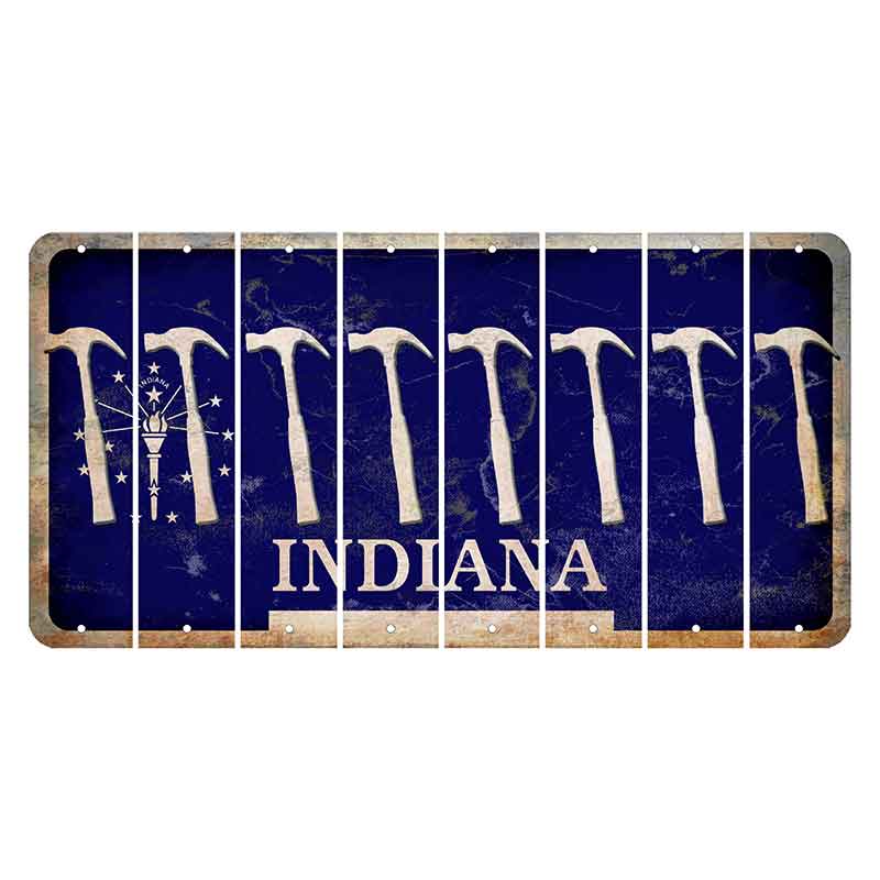 Indiana Blue Cut License Plate Strips (Set of 8) Hammer