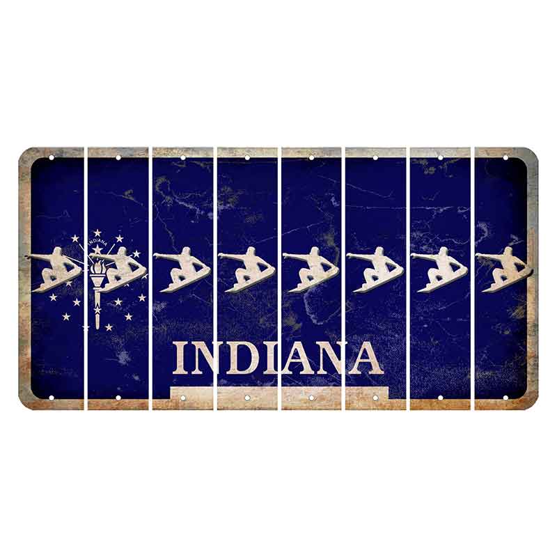 Indiana Blue Cut License Plate Strips (Set of 8) Snowboarder