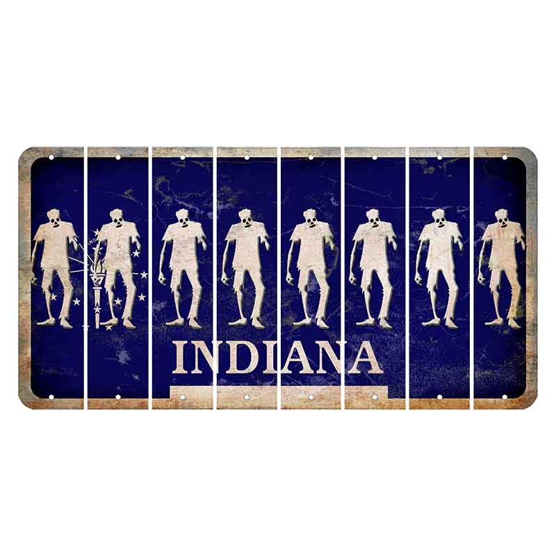 Indiana Blue Cut License Plate Strips (Set of 8) Zombie
