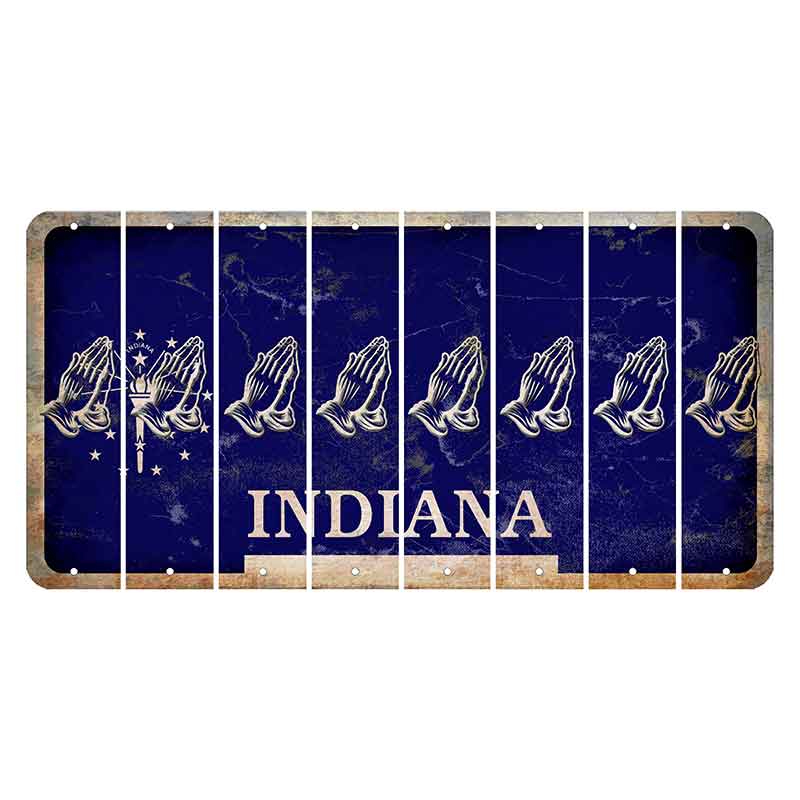 Indiana Blue Cut License Plate Strips (Set of 8) Praying Hands