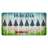 Indiana Recycle Cut License Plate Strips (Set of 8) Christmas Tree