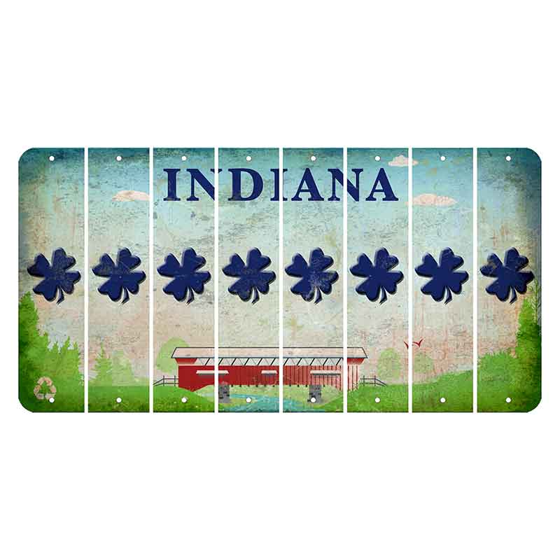 Indiana Recycle Cut License Plate Strips (Set of 8) Shamrock